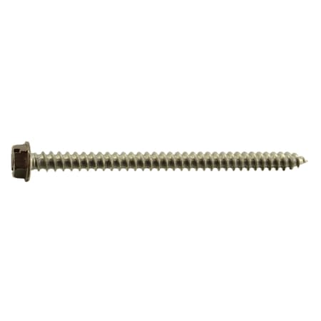 Midwest Fastener Sheet Metal Screw, #8 x 2-1/2 in, Painted 18-8 Stainless Steel Hex Head 12 PK 71066